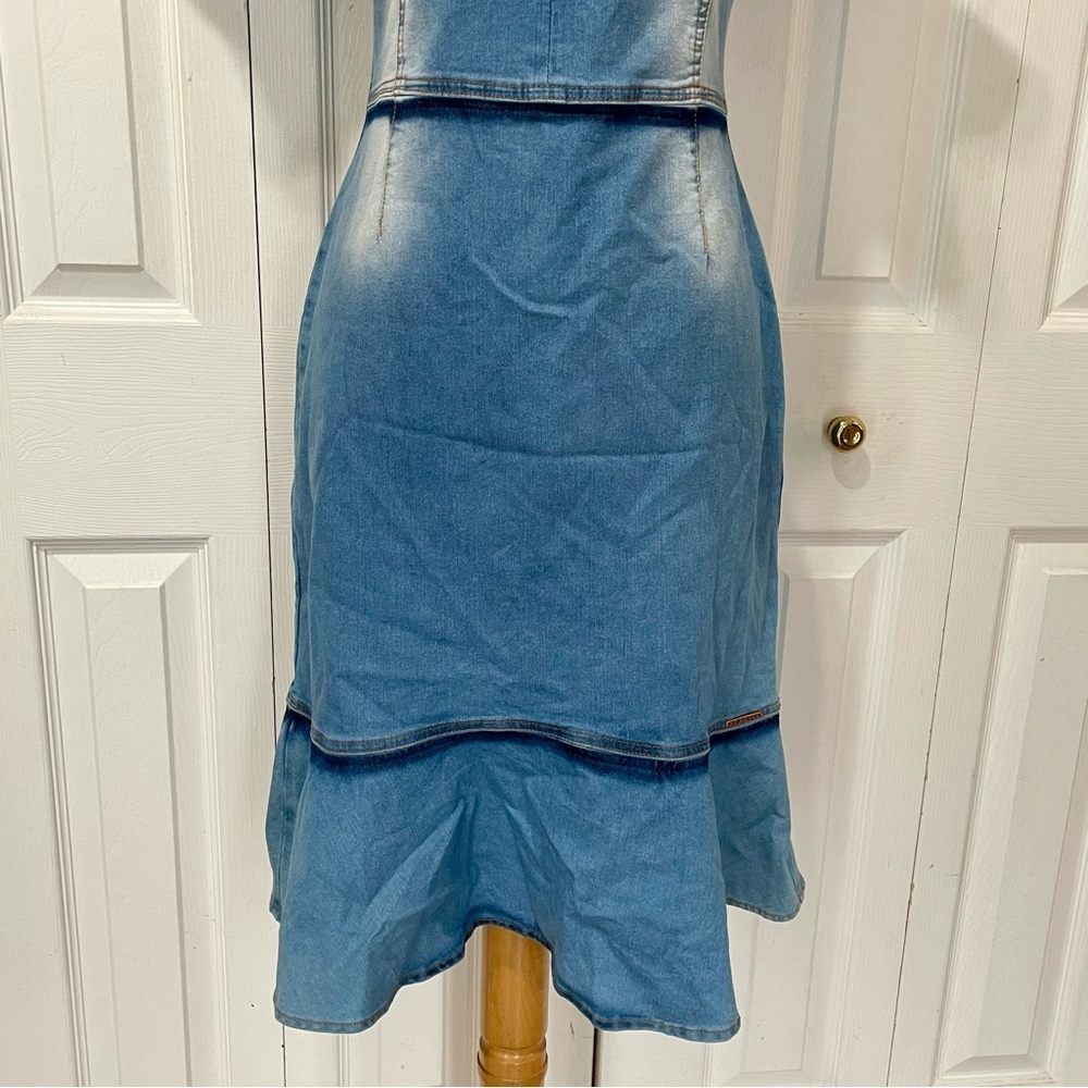NWT Joyaly Demin Acid Wash Bombshell Dress Size 38. - Picture 4 of 15
